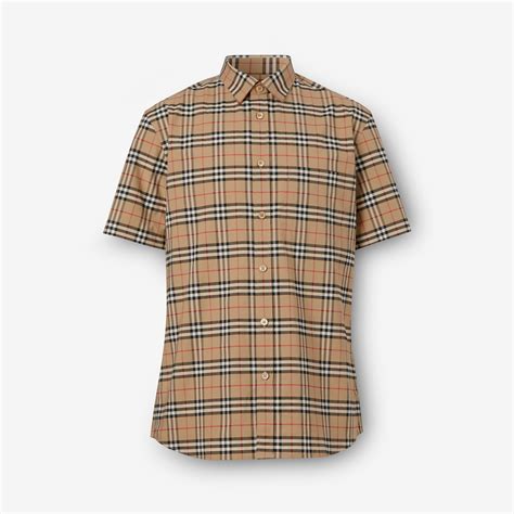 burberry 80321541|Check Stretch Cotton Shirt in Archive beige .